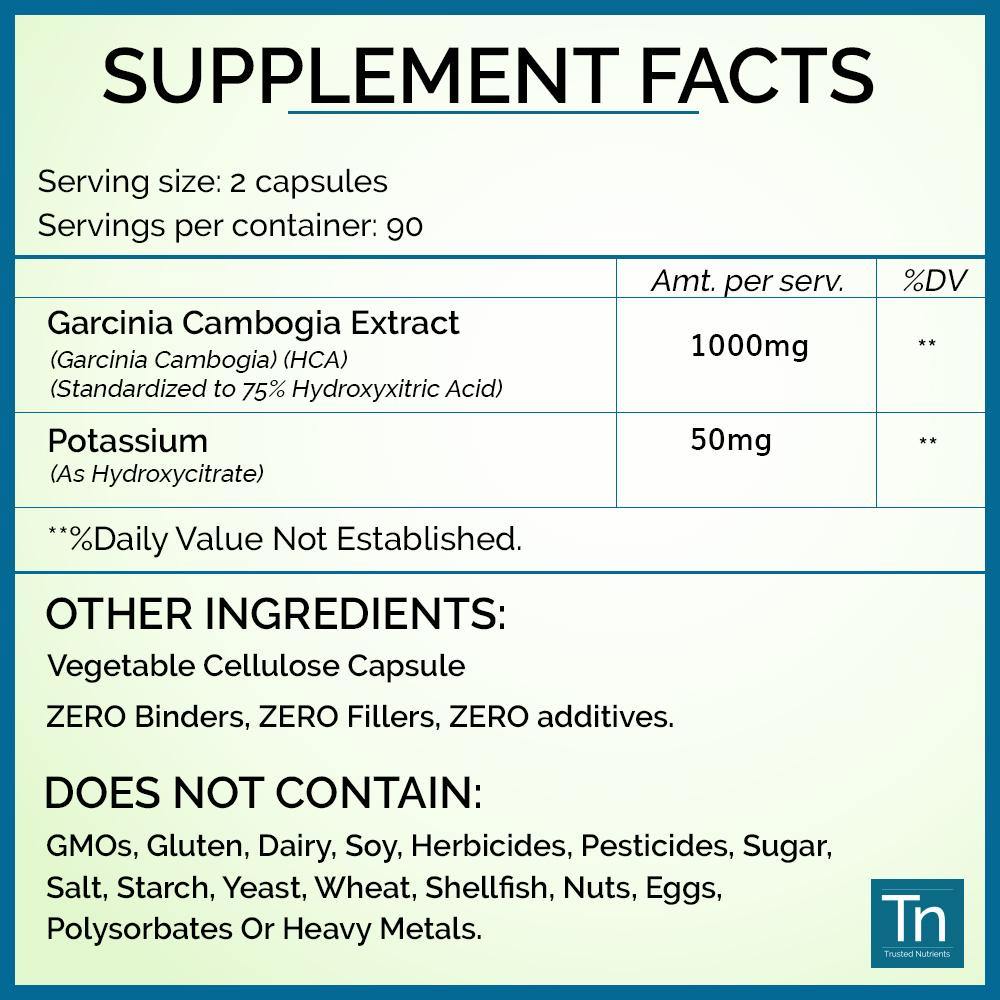 Garcinia Cambogia 75% HCA - Trusted Nutrients