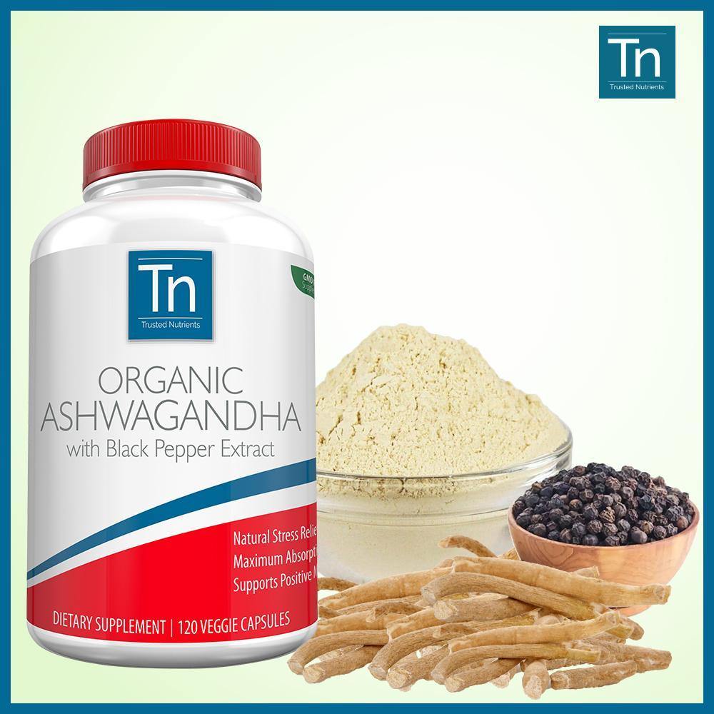 Organic Ashwagandha w Black Pepper Extract - Trusted Nutrients