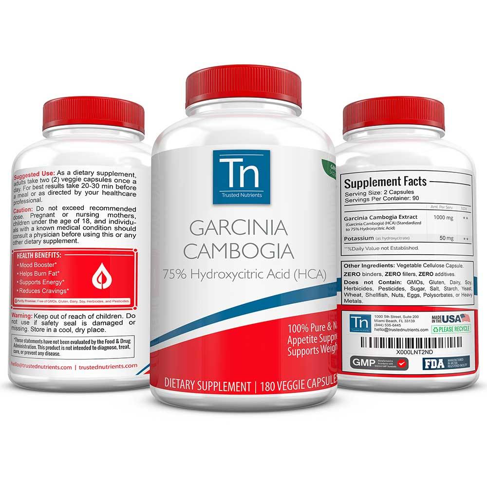 Trusted Nutrients Garcinia Cambogia 75% HCA Supplements